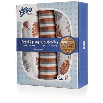 

XKKO Organic dětské pleny z biobavlny 70 × 70 - Staré časy Dub 3 ks