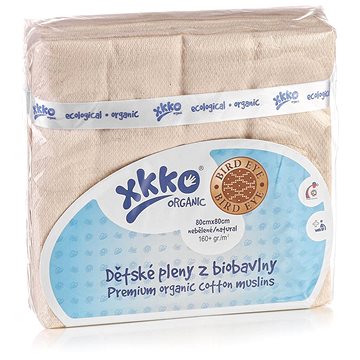 

XKKO Organic pleny z biobavlny 80 × 80 - Bird Eye Natural 5 ks