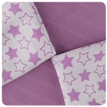 

XKKO BMB Bambusové ubrousky 30 × 30 cm, Little Stars Lilac mix 9 ks