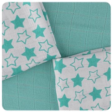 

XKKO BMB Bambusové ubrousky 30 × 30 cm, Little Stars Turquoise mix 9 ks