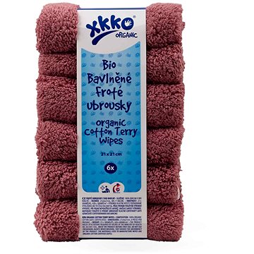 

XKKO Organic BIO bavlněné froté ubrousky 21 × 21 cm, Mesa Rose 6 ks
