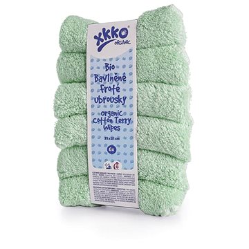 

XKKO Organic BIO bavlněné froté ubrousky 21 × 21 cm, Mint 6 ks