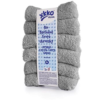 

XKKO Organic BIO bavlněné froté ubrousky 21 × 21 cm, Silver 6 ks