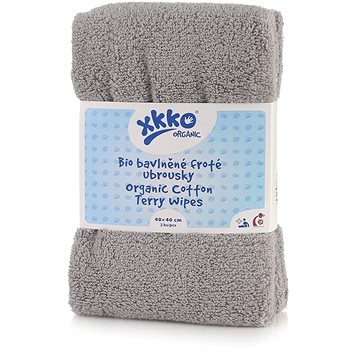

XKKO Organic BIO bavlněné froté ubrousky 40 × 40 cm, Grey 2 ks