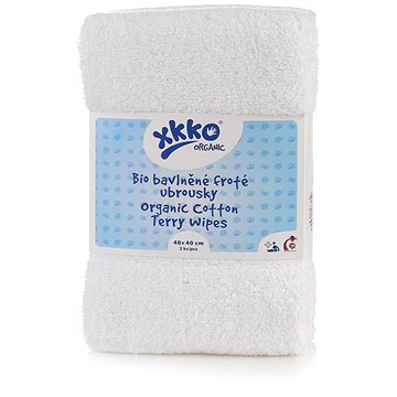 

XKKO Organic BIO bavlněné froté ubrousky 40 × 40 cm, White 2 ks