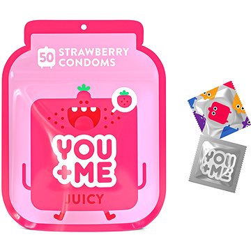 

YOU ME Juicy kondomy se šťavnatým jahodovým aroma, 50 ks