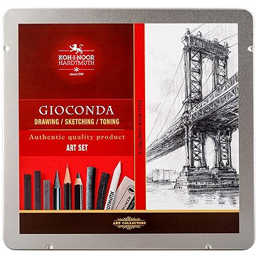 KOH-I-NOOR GIOCONDA 8898 kreslířská sada pro černobílou krebu v plechovém pouzdře 23 ks