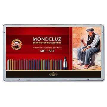 Koh-i-noor Mondeluz 3796/32 Akvarelové kreslířská souprava v plechovém pouzdře 32 ks