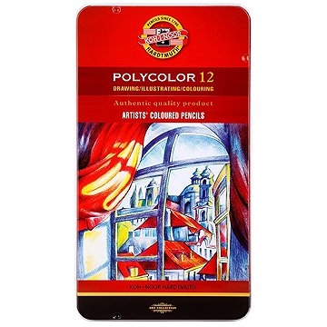 Koh-i-noor Polycolor 3822/12 Umělecké pastelky v plechovém pouzdře 12 ks