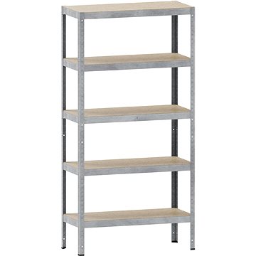 Kovona kovový regál s policemi z MDF, 180 × 90 × 40 cm, 5 polic, světle šedý