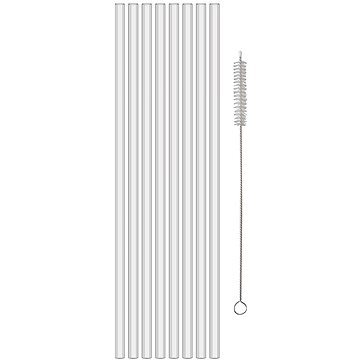 

Koziol Sada 8 ks brček 270 mm s kartáčkem Cheers Straws křišťálově čirá
