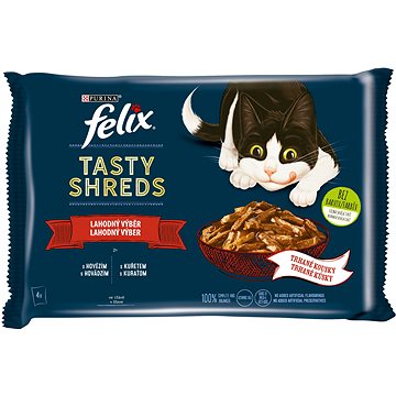 

Felix Tasty Shreds s hovězím a kuřetem ve šťávě 4 x 80 g