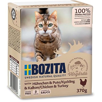 Bozita bezobilné kousky kuřecí a krůtí v omáčce 370g - Konzerva pro kočky