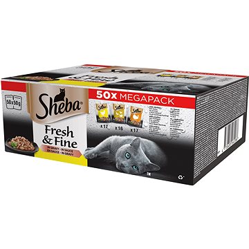 

Sheba Fresh & Fine kapsička mixovaný výběr ve šťávě pro dospělé kočky 50 × 50 g