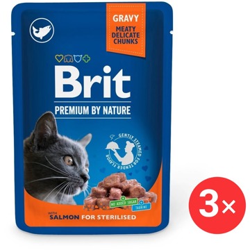 

Brit Premium by Nature Cat Pouches Salmon for Sterilised 3 × 100 g