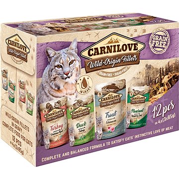 

Carnilove Kapsičky pro kočky s kousky masa z krůty, kachny, pstruha, bažanta 12 × 85 g
