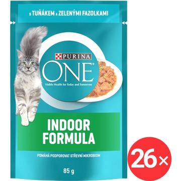 

Purina ONE Indoor minifiletky s tuňákem a zelenými fazolkami ve šťávě 26 × 85 g