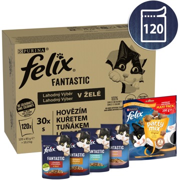 

Felix Fantastic multipack lahodný výběr v želé 120 × 85 g + Party Mix Original 200 g