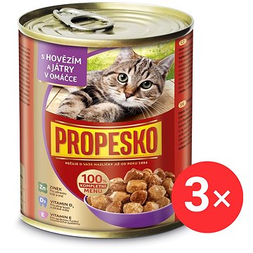

Propesko konzerva pro kočky s hovězím a játry v omáčce 3 × 830 g