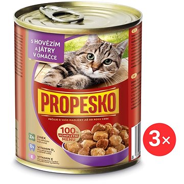 

Propesko konzerva pro kočky s hovězím a játry v omáčce 3 × 830 g