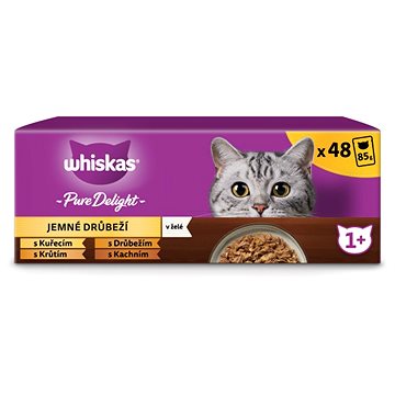 

Whiskas Pure Delight kapsičky drůbeží výběr v želé pro dospělé kočky 48 × 85 g