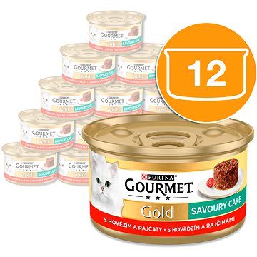 

Gourmet Gold Savoury Cake s hovězím a rajčaty 12 × 85 g