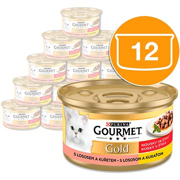 

Gourmet Gold kousky ve šťávě s lososem a kuřetem 12 x 85 g