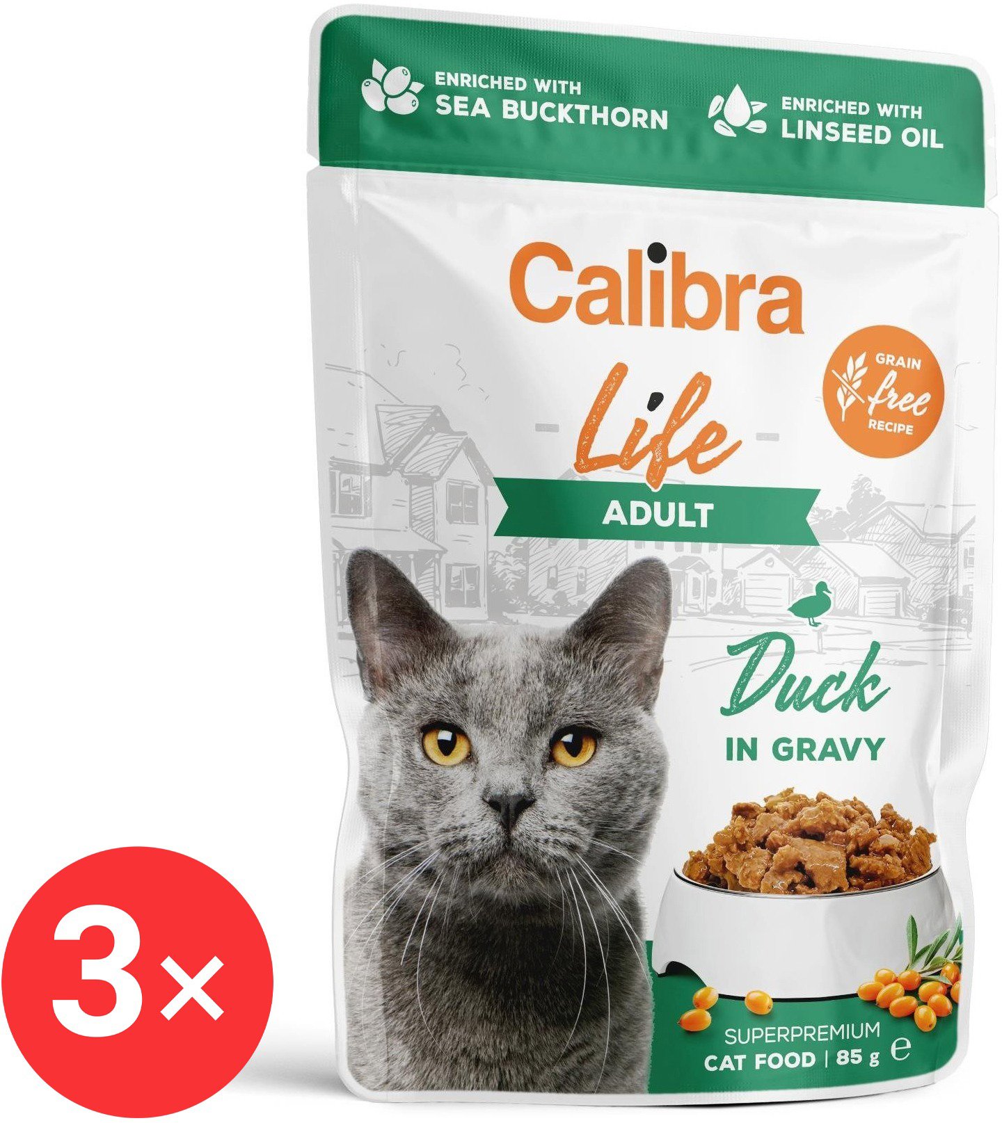 

Calibra Cat Life kapsička pro dospělé kočky s kachním v omáčce 3 × 85 g