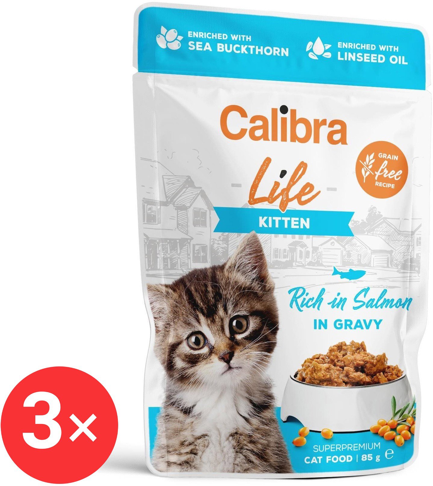

Calibra Cat Life Kapsička pro koťata s lososem v omáčce 3 × 85 g