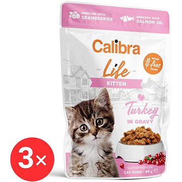 

Calibra Cat Life kapsička pro koťata s krůtím v omáčce 3 × 85 g