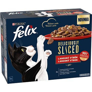 

Felix Deliciously Sliced Tasty Shreds multipack hovězí, kuře, kachna a krůta v želé 12 × 80 g