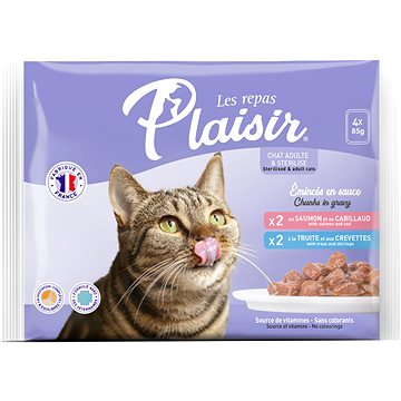 

Plaisir cat MULTIPACK 4 × 85g / 2× losos + 2× pstruh