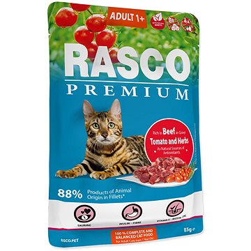 

Rasco Kapsička Premium Adult hovězí s rajčaty a bylinkami 85 g