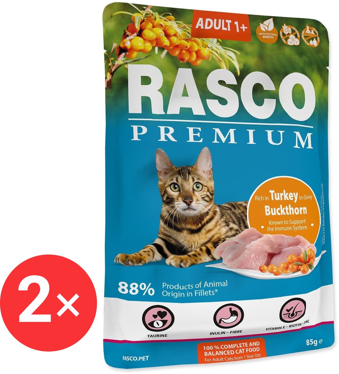 

Rasco Kapsička Premium Adult krůtí s rakytníkem 2 × 85 g