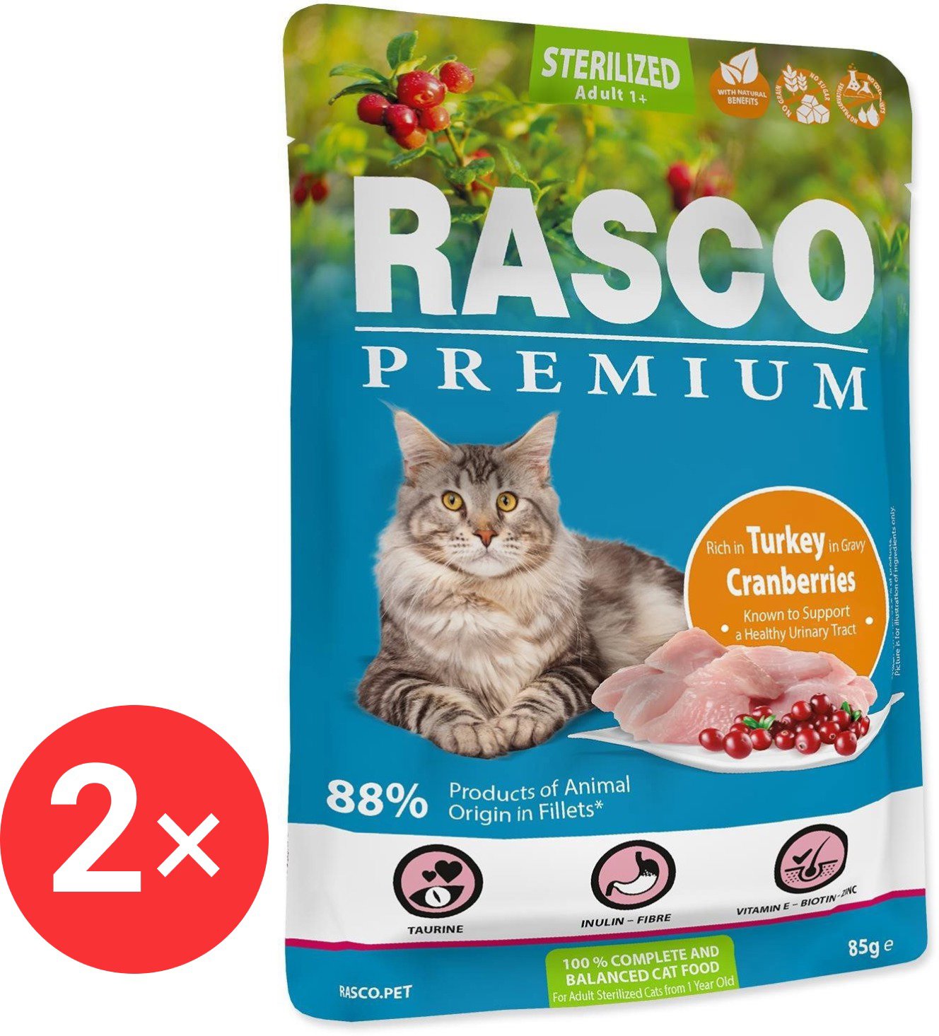 

Rasco Kapsička Premium Sterilized krůtí s brusinkou 2 × 85 g