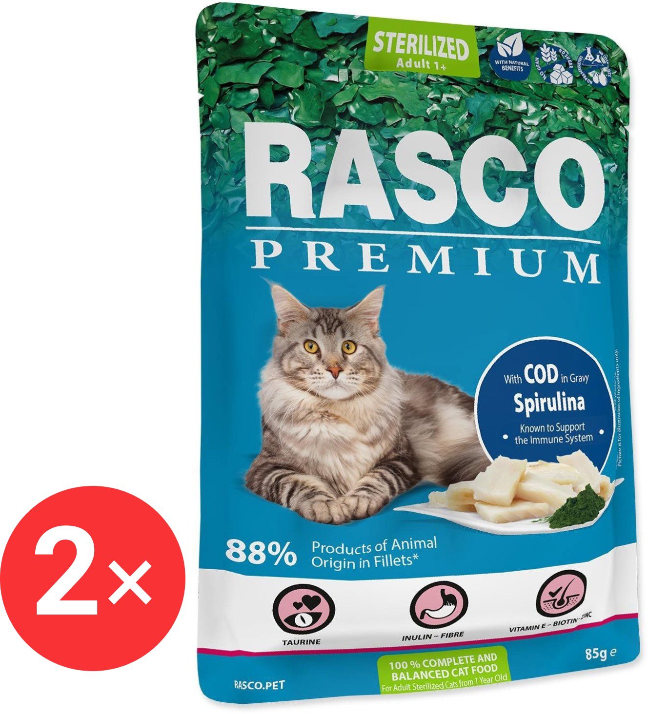 

Rasco Kapsička Premium Sterilized treska se spirulinou 2 × 85 g