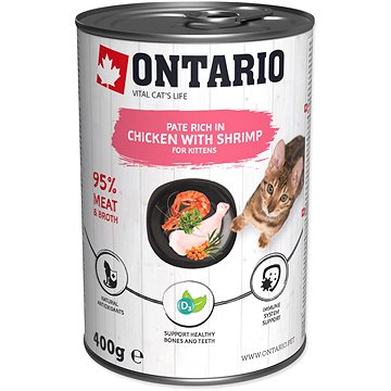 

Ontario Konzerva Kitten kuřecí paté s krevetami 400 g