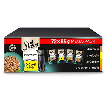 

Sheba kapsičky drůbeží výběr ve šťávě pro dospělé kočky 72 × 85 g