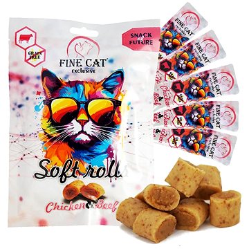 

Fine Cat Exclusive soft roll svačinka pro kočky kuřecí s hovězím 5 × 10 g