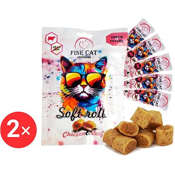 

Fine Cat Exclusive soft roll svačinka pro kočky kuřecí s hovězím 5 × 10 g 2 ks