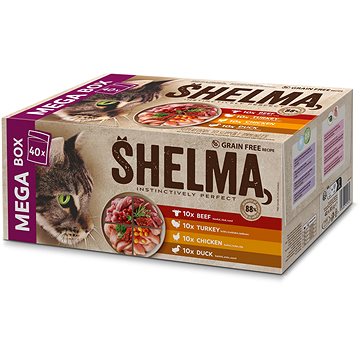 

Shelma bezobilné dušené filetky masový výběr pro kočky 40 × 85g