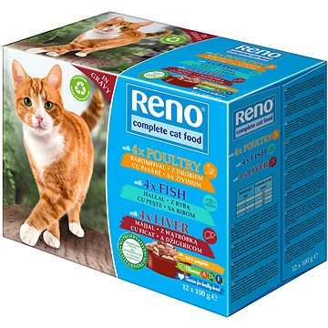 

Reno kapsičky pro kočky s drůbežím, ryba, játra 12 × 100 g