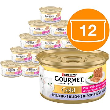 

Gourmet Gold Kitten paštika s telecím 12 × 85 g