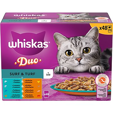 

Whiskas 1+ Duo Surf and Turf krmivo pro dospělé kočky v želé 48 × 85 g