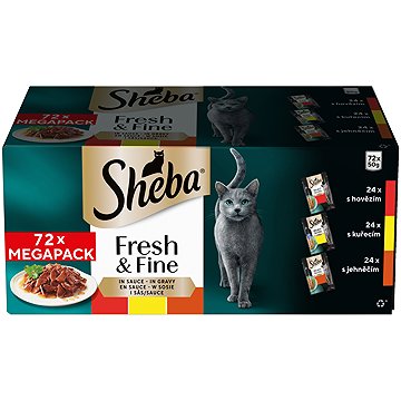 

Sheba Fresh & Fine kuřecí, hovězí a jehněčí kapsičky v omáčce 72 × 50 g