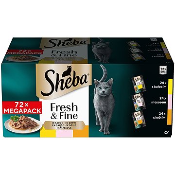 

Sheba Fresh & Fine kuřecí, lososové a krůtí kapsičky v omáčce 72 × 50 g