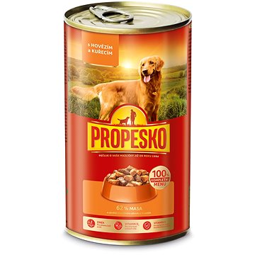 

Propesko konzerva pro psy s hovězím a kuřecím v omáčce 1240 g