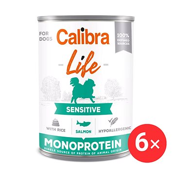 

Calibra Dog Life konzerva pro psy s citlivým zažíváním s lososem a rýží 6 × 400 g