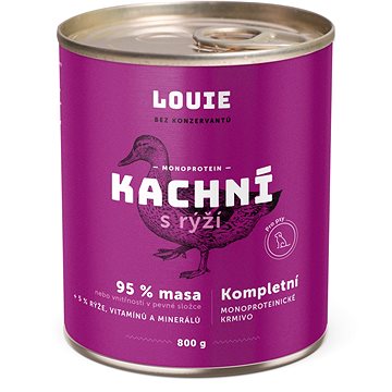

LOUIE Kompletní monoproteinové krmivo kachní (95%) s rýží (5%) 800 g