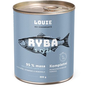 

LOUIE Kompletní monoproteinové krmivo ryba (95%) s rýží (5%) 800 g